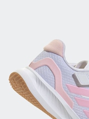 adidas White/Pink Runfalcon 5 Elastic Lace Running Kids Trainers - Image 9 of 9
