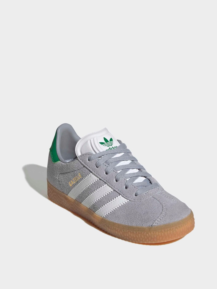 adidas Originals Grey Gazelle Lace Kids Trainers - Image 2 of 10