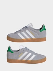 adidas Originals Grey Gazelle Lace Kids Trainers - Image 3 of 10