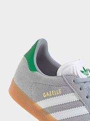 adidas Originals Grey Gazelle Lace Kids Trainers - Image 6 of 10