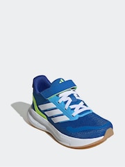 adidas Blue/Lime Runfalcon 5 Elastic Lace Running Kids Trainers - Image 3 of 9