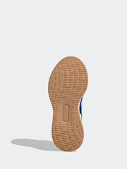 adidas Blue/Lime Runfalcon 5 Elastic Lace Running Kids Trainers - Image 6 of 9