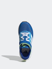 adidas Blue/Lime Runfalcon 5 Elastic Lace Running Kids Trainers - Image 7 of 9