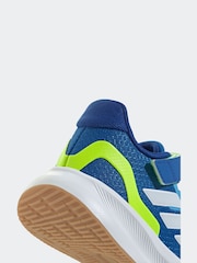 adidas Blue/Lime Runfalcon 5 Elastic Lace Running Kids Trainers - Image 8 of 9