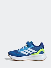 adidas Blue/Lime Runfalcon 5 Elastic Lace Running Kids Trainers - Image 9 of 9