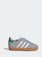 adidas Originals Grey Gazelle Comfort Closure Elastic Laces Infant Trainers - Image 1 of 9