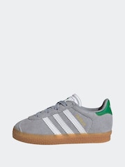 adidas Originals Grey Gazelle Comfort Closure Elastic Laces Infant Trainers - Image 2 of 9