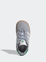 adidas Originals Grey Gazelle Comfort Closure Elastic Laces Infant Trainers - Image 5 of 9