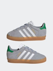 adidas Originals Grey Gazelle Comfort Closure Elastic Laces Infant Trainers - Image 7 of 9