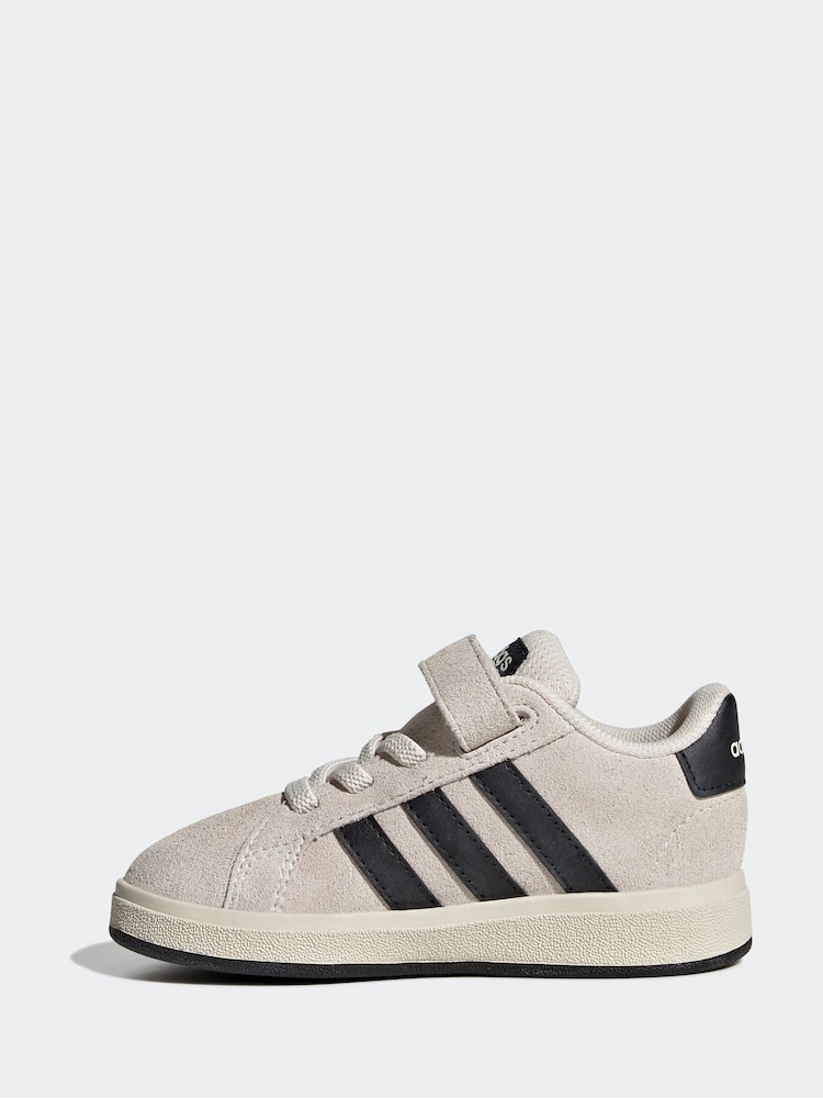adidas Ash Grey Grand Court 2.0 Elastic Lace Infant Trainers - Image 2 of 9 adidas Ash Grey Grand Court 2.0 Elastic Lace Infant Trainers - Image 2 of 9