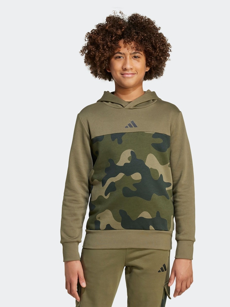 adidas Green Essentials Camo Kids Fleece Hoodie - Image 1 of 5 adidas Green Essentials Camo Kids Fleece Hoodie - Image 1 of 5