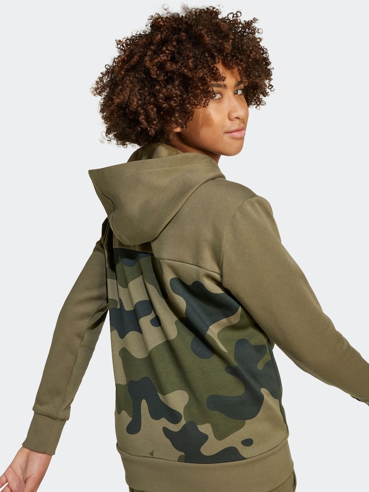 adidas Green Essentials Camo Kids Fleece Hoodie - Image 5 of 5 adidas Green Essentials Camo Kids Fleece Hoodie - Image 5 of 5