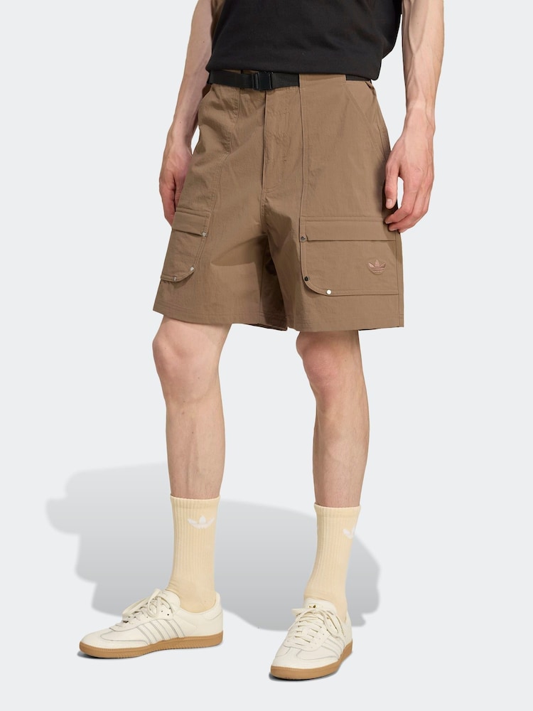 adidas Originals Brown Premium Essentials Utility Cargo Shorts - Image 1 of 6