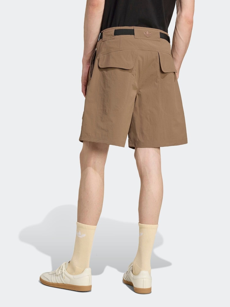 adidas Originals Brown Premium Essentials Utility Cargo Shorts - Image 2 of 6