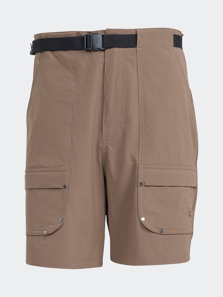 adidas Originals Brown Premium Essentials Utility Cargo Shorts - Image 6 of 6