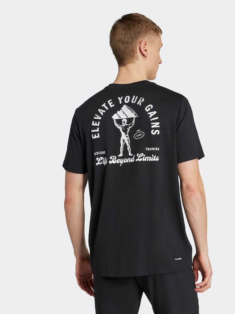 adidas Black Climacool Vintage Training Graphic Print T-Shirt - Image 2 of 6