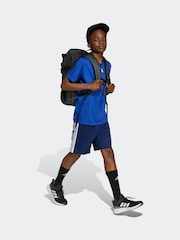 adidas Blue Train Essentials 3-Stripes T-Shirt & Shorts Kids - Image 3 of 8