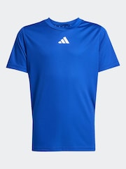 adidas Blue Train Essentials 3-Stripes T-Shirt & Shorts Kids - Image 7 of 8