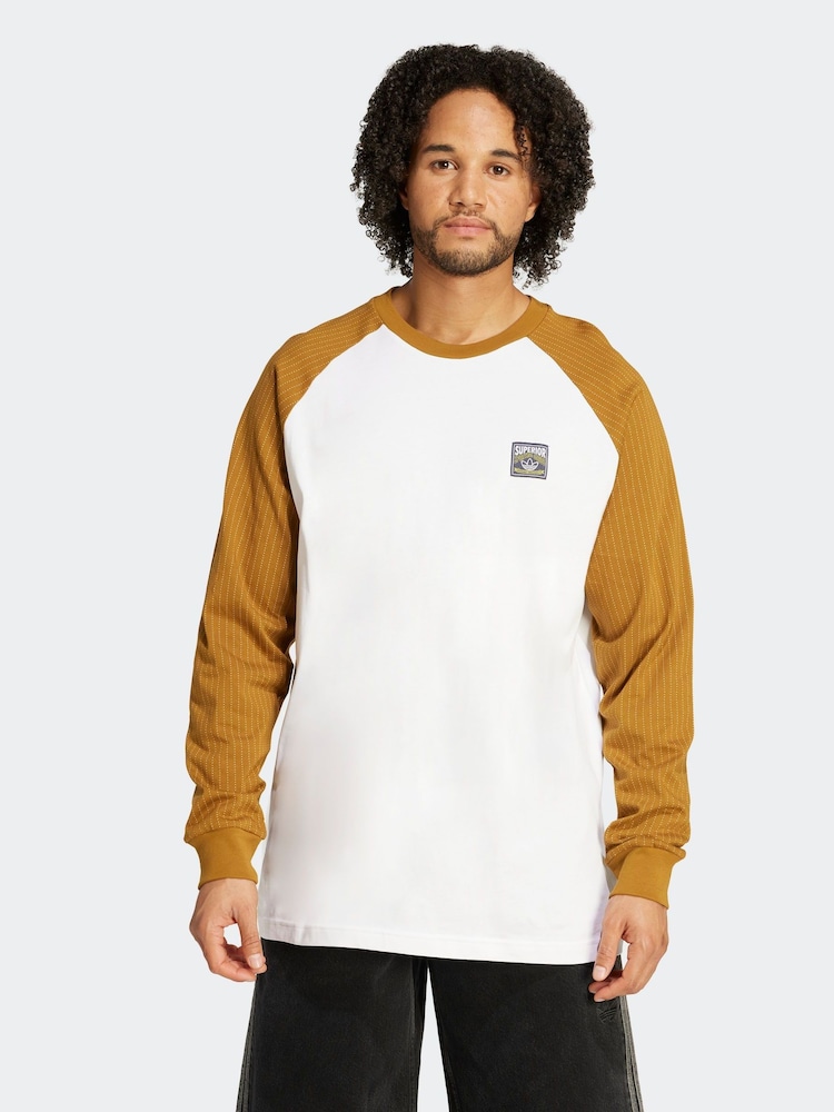 adidas Originals White Off Wabash Loose Baseball Jersey T-Shirt - Image 1 of 6