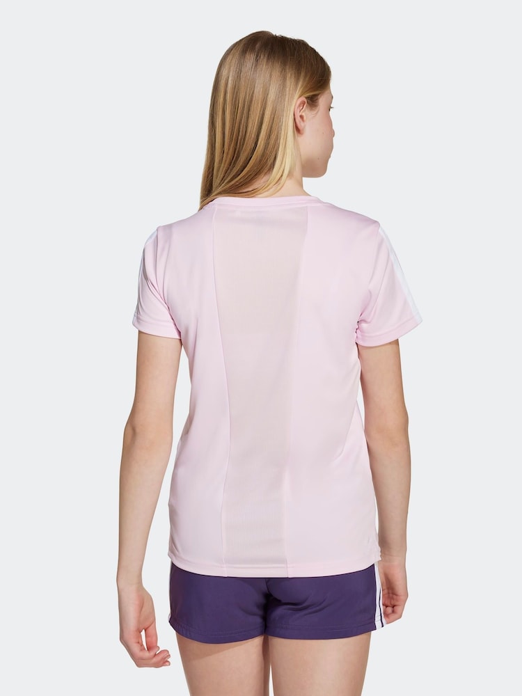 adidas Pink Training Essentials 3-Stripes T-Shirt Kids - Image 2 of 6