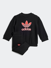 adidas originals Black Trefoil Sweatshirt and Joggers Set Infant Kids - Image 1 of 4
