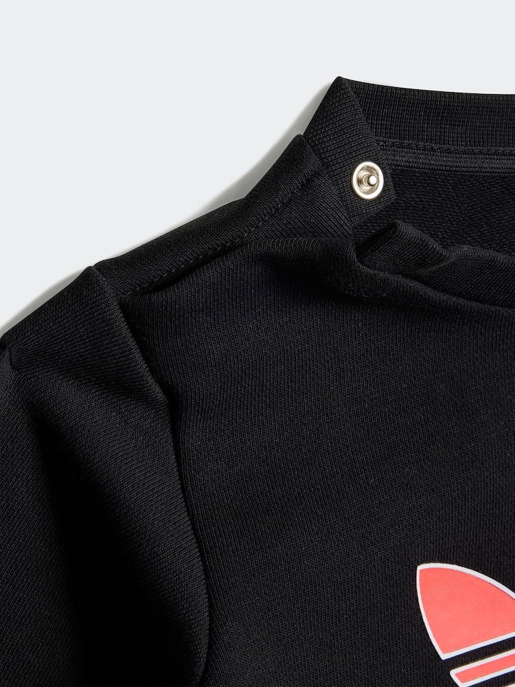 adidas originals Black Trefoil Sweatshirt and Joggers Set Infant Kids - Image 4 of 4