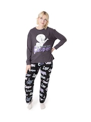Vanilla Underground Grey Womens Casper The Friendly Ghost 100% Cotton Pyjamas - Image 1 of 6