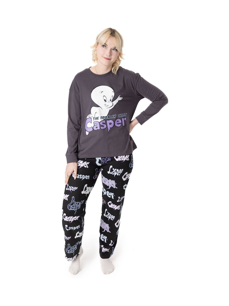 Vanilla Underground Grey Womens Casper The Friendly Ghost 100% Cotton Pyjamas - Image 1 of 6