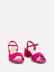 Linzi Pink Vivian Wide Fit Heeled Sandals With Crossover Front Strap - Image 4 of 5