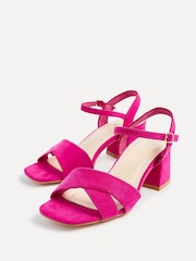 Linzi Pink Vivian Wide Fit Heeled Sandals With Crossover Front Strap - Image 5 of 5