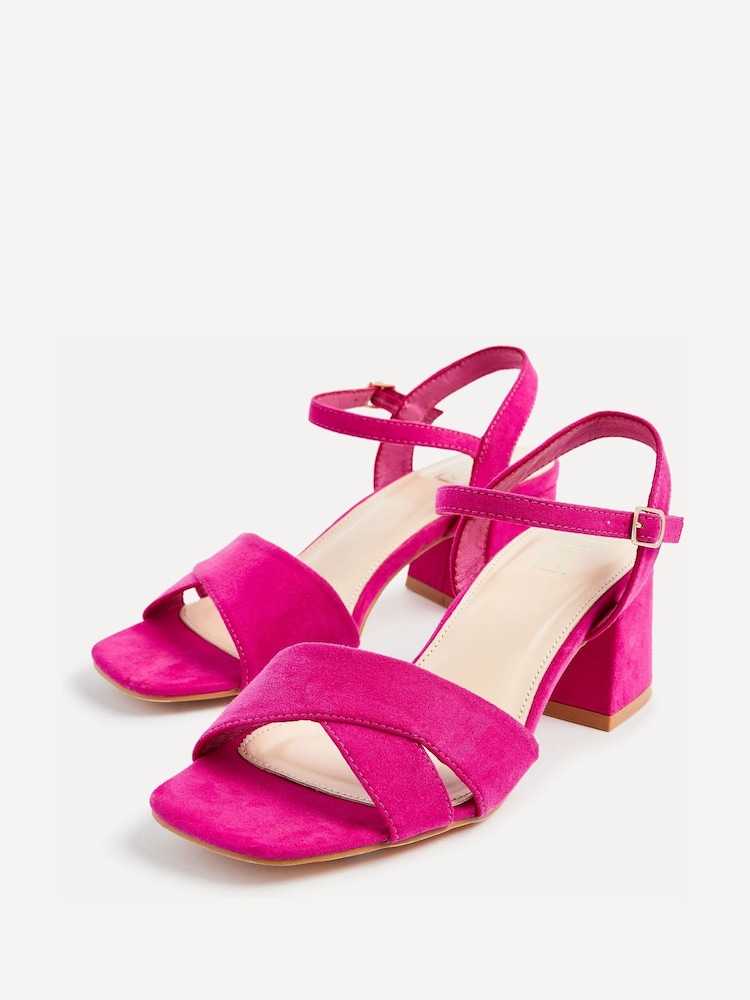 Linzi Pink Vivian Wide Fit Heeled Sandals With Crossover Front Strap - Image 5 of 5