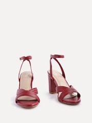 Linzi Red City Block Heeled Sandals With Ribbed Front Strap - Image 3 of 5