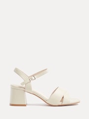 Linzi Nude Vivian Wide Fit Heeled Sandals With Crossover Front Strap - Image 3 of 6