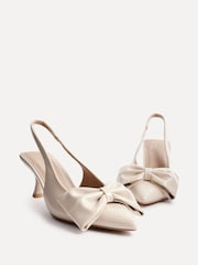 Linzi Nude Merlot Slingback Court Heels With Bow Detail - Image 3 of 5