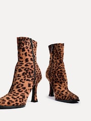 Linzi Animal Noelle Square Toe Heeled Sock Ankle Boots - Image 5 of 6