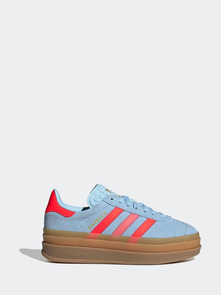 adidas Originals Blue/Orange Gazelle Bold Lace Junior Trainers - Image 1 of 9 adidas Originals Blue/Orange Gazelle Bold Lace Junior Trainers - Image 1 of 9