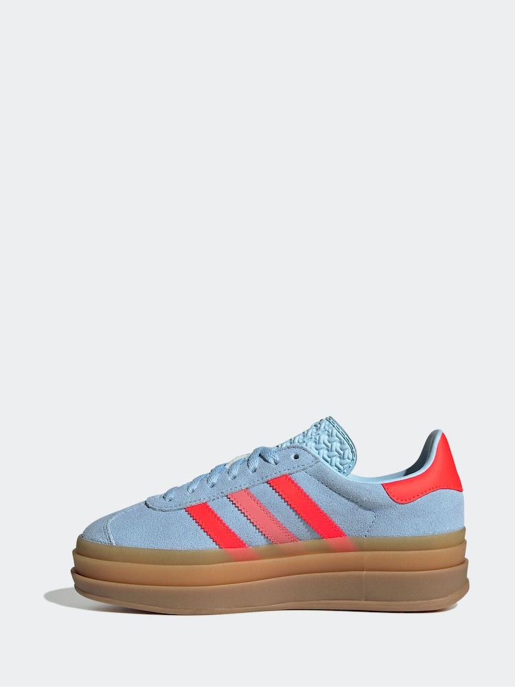 adidas Originals Blue/Orange Gazelle Bold Lace Junior Trainers - Image 2 of 9 adidas Originals Blue/Orange Gazelle Bold Lace Junior Trainers - Image 2 of 9