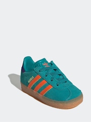 Adidas Originals Green/Orange Gazelle Infant Kids Trainers - Image 1 of 10