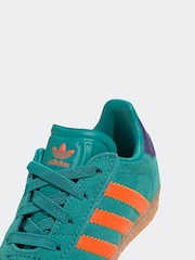 Adidas Originals Green/Orange Gazelle Infant Kids Trainers - Image 10 of 10