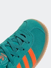 Adidas Originals Green/Orange Gazelle Infant Kids Trainers - Image 6 of 10