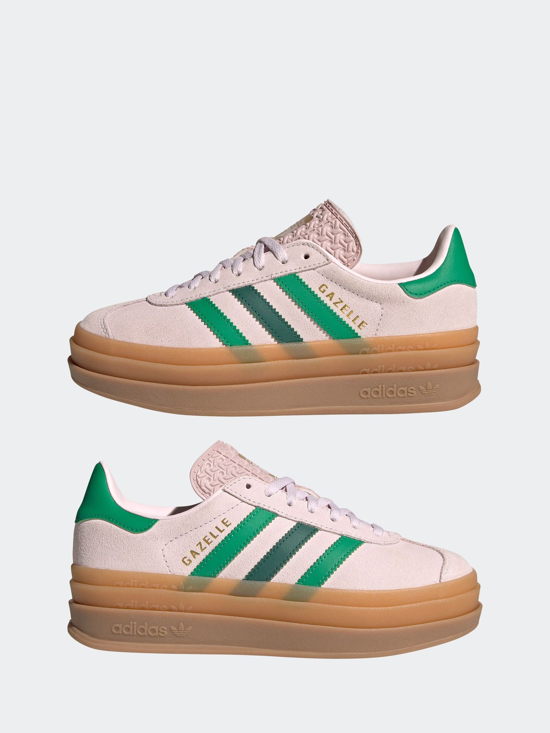 Buy adidas Originals Pink/Green Gazelle Bold Lace Junior Trainers
