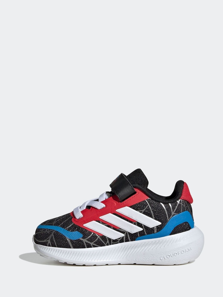 adidas Black Marvel Spider-Man Runfalcon Hook and Loop Kids Trainers - Image 2 of 9