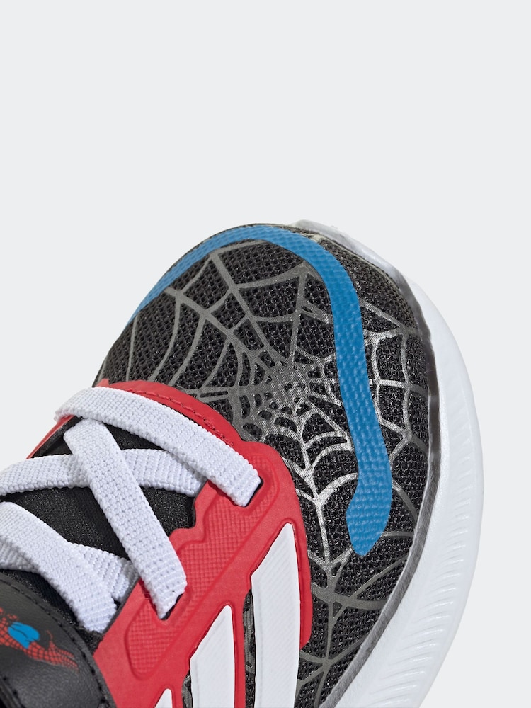 adidas Black Marvel Spider-Man Runfalcon Hook and Loop Kids Trainers - Image 9 of 9