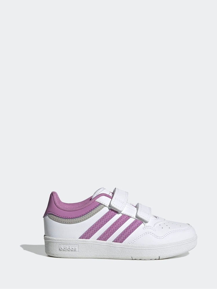 adidas White Hoops 4.0 Hook and Loop Kids Trainers - Image 1 of 10