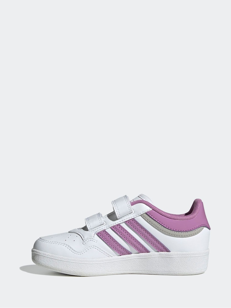 adidas White Hoops 4.0 Hook and Loop Kids Trainers - Image 2 of 10