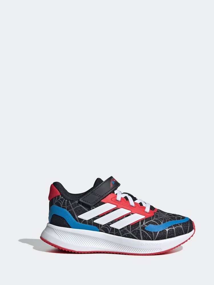 adidas Black Marvel Spider-Man Runfalcon Hook and Loop Kids Trainers - Image 1 of 9