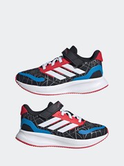 adidas Black Marvel Spider-Man Runfalcon Hook and Loop Kids Trainers - Image 7 of 9