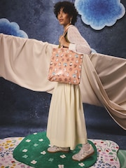 Cath Kidston Coral Pink Bunches Moomins Large Book Bag - Image 4 of 5