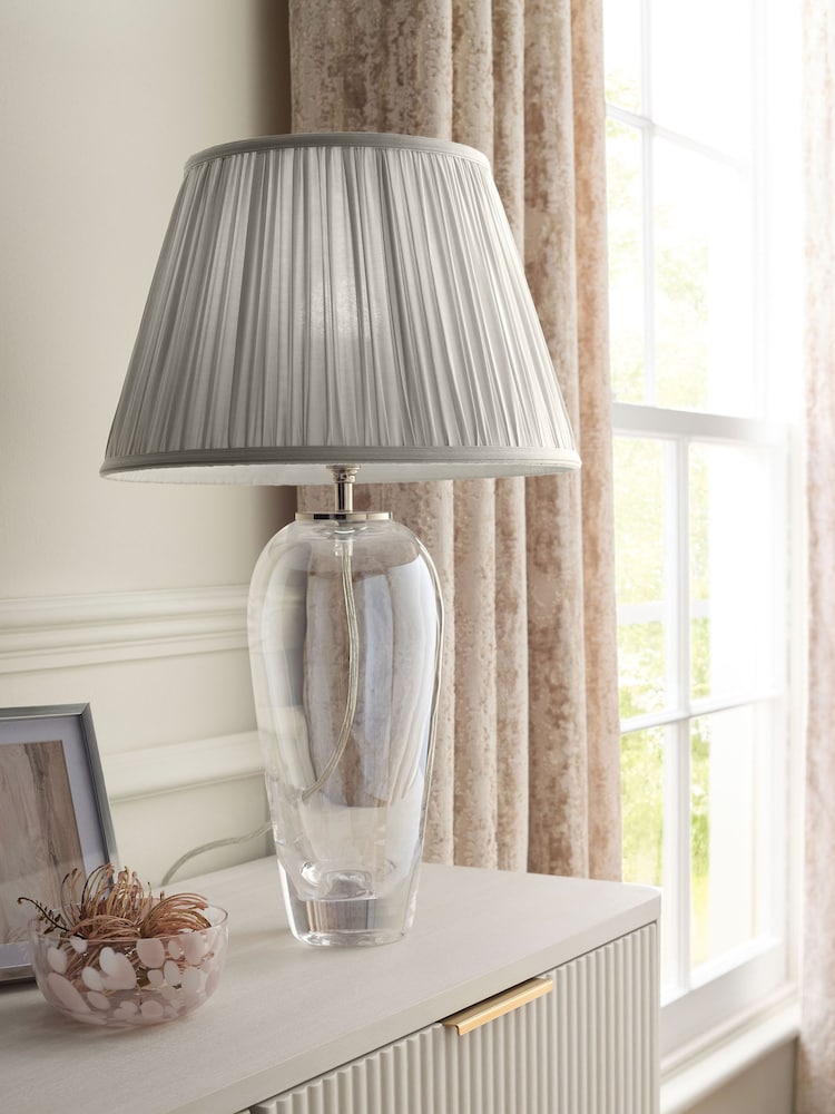 Silver Grey Pleated Lamp Shade - Image 2 of 5