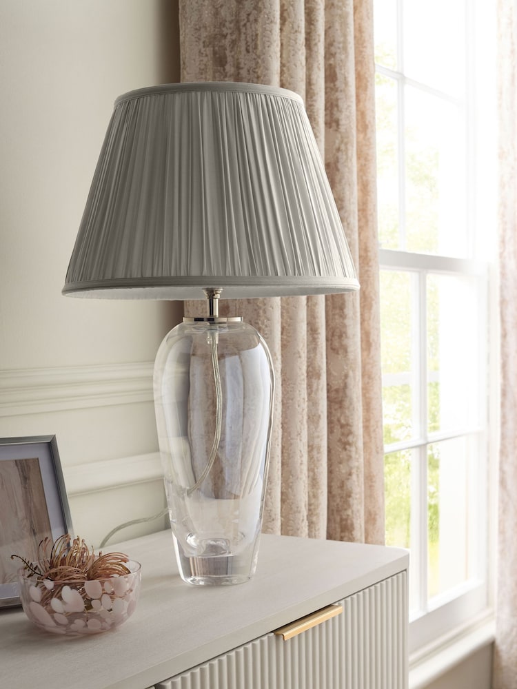 Silver Grey Pleated Lamp Shade - Image 2 of 7 Silver Grey Pleated Lamp Shade - Image 2 of 7